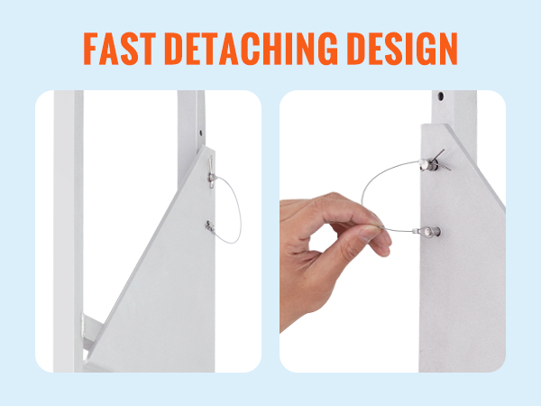 fast-detaching design for VEVOR dock ladder, highlighting safety pins for quick ladder attachment.