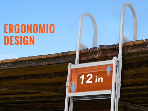 thickened 6063 aluminum alloy used in VEVOR dock ladder, 2mm thick, corrosion-proof, portable, deform-proof.
