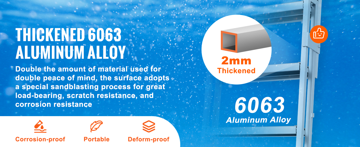 VEVOR dock ladder installation guide with detailed instructions and 10.5 kg weight display.