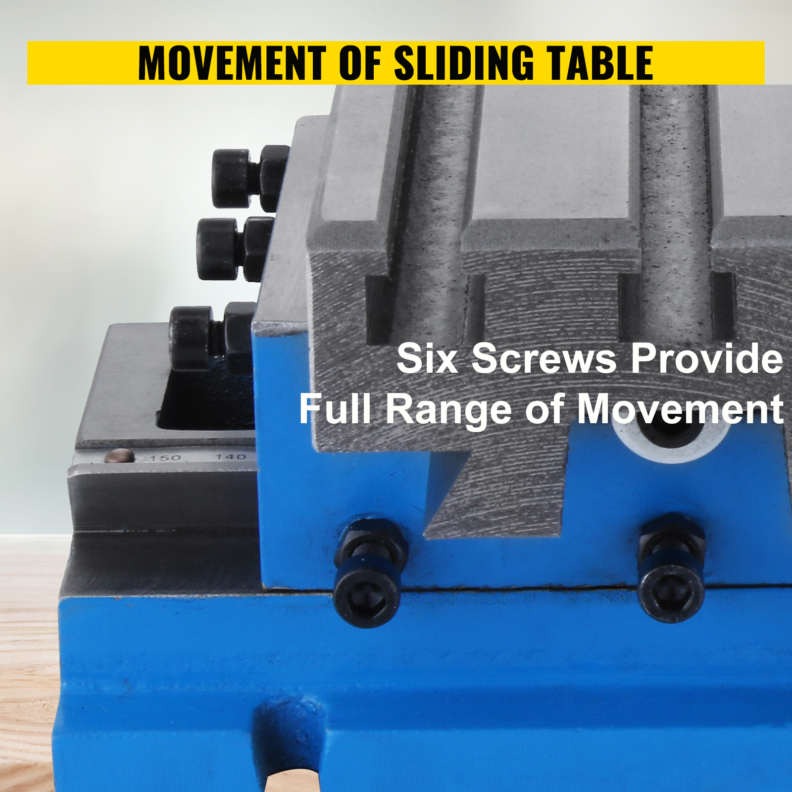 VEVOR milling machine work table with six screws for full range of movement