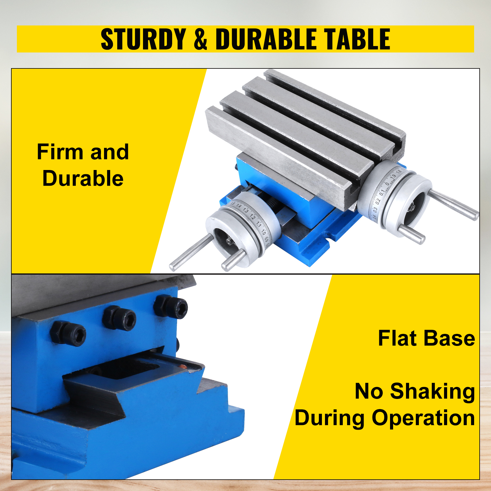 VEVOR milling machine work table, firm with a flat base for no shaking during operation.