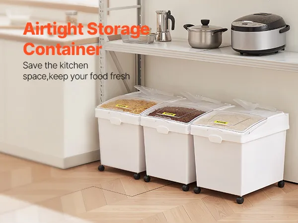 VEVOR sastāvdaļu uzglabāšanas tvertne uz metāla plauktiem ar burkām, dārzeņiem un 10,5 x 3 galonu ietilpību.