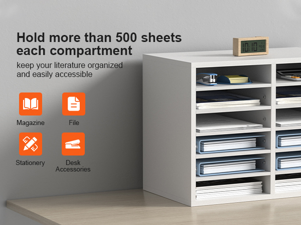 Органайзеры для литературы VEVOR с несколькими отделениями, вмещающими более 500 листов в каждом, идеально подходят для использования в офисе.