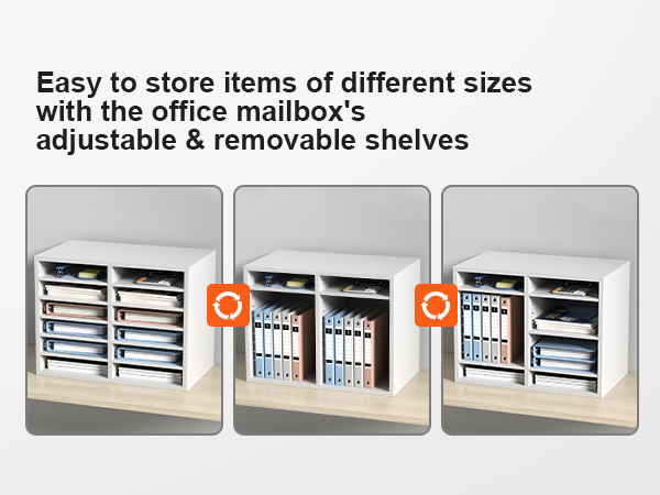 Органайзеры для литературы VEVOR с регулируемыми полками для хранения документов, книг и канцелярских принадлежностей.