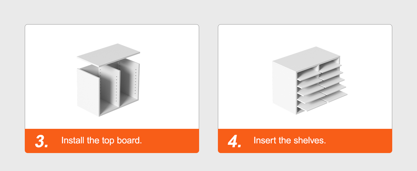 шаг 3: установите верхнюю панель. шаг 4: вставьте полки. Руководство по сборке VEVOR.