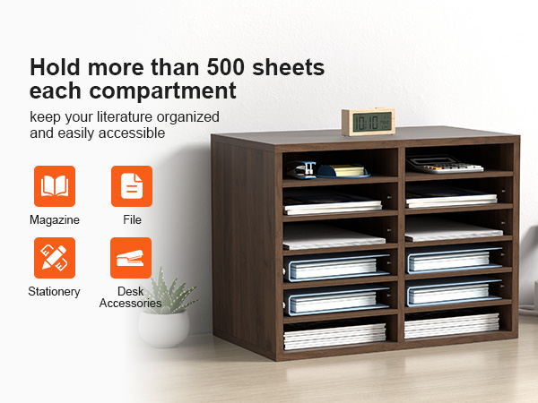 Органайзеры для литературы VEVOR с несколькими отделениями, вмещающими более 500 листов, идеально подходят для хранения в офисе.