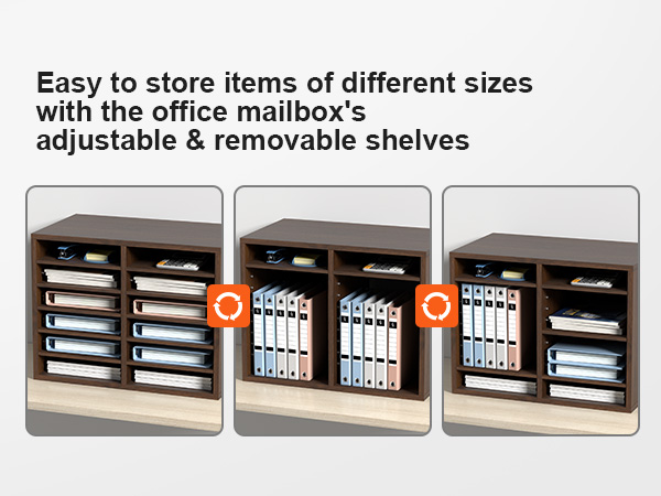 Органайзеры для литературы VEVOR с регулируемыми и съемными полками для хранения предметов разного размера.