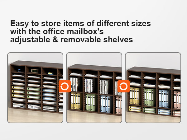 VEVOR literature organizers with adjustable and removable shelves for storing different sized items.