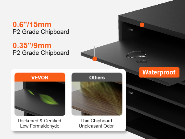 Органайзеры для литературы VEVOR изготовлены из толстой сертифицированной ДСП марки p2, водонепроницаемой с низким содержанием формальдегида.