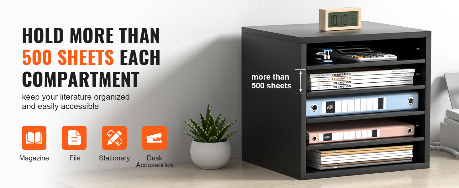 Органайзеры для литературы VEVOR вмещают более 500 листов в каждое отделение и отлично подходят для журналов, папок и канцелярских принадлежностей.