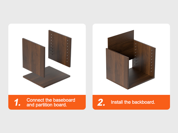 assamblee sammud VEVOR kirjanduse korraldajad: ühendage baseboard ja sektsiooni, paigaldada tagakülge.