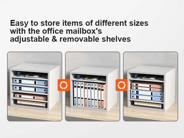 Органайзеры для литературы VEVOR с регулируемыми полками для хранения папок и канцелярских принадлежностей.