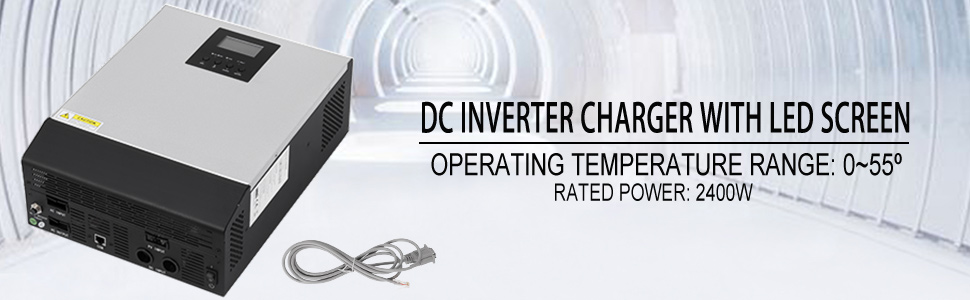 VEVOR 2400W saules invertors ar LED ekrānu un temperatūras diapazonu 0-55 grādi