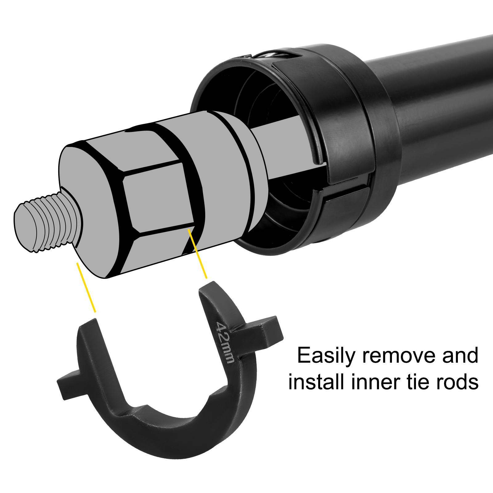 VEVOR iekšējo stieņu stieņu instrumentu komplekts ar 42 mm adapteri ērtai stieņu stieņu noņemšanai un uzstādīšanai.