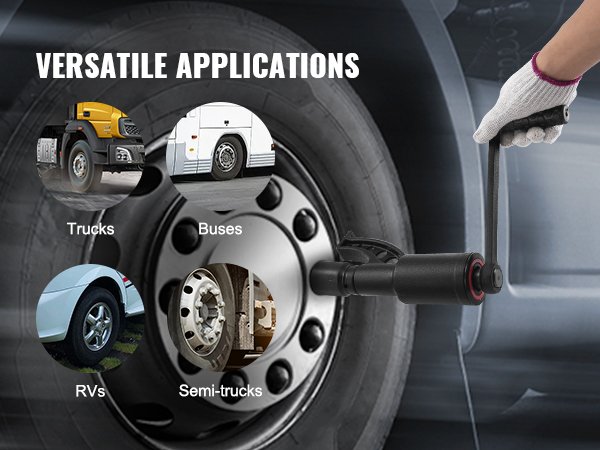 VEVOR torque multiplier in use on a truck wheel, with various socket sizes and versatile applications shown.