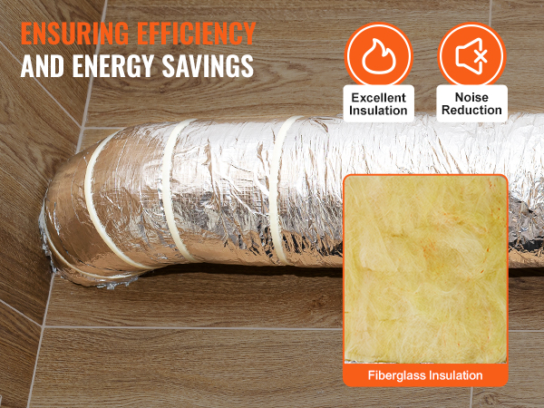 VEVOR dryer vent hose with fiberglass insulation for excellent insulation and noise reduction.