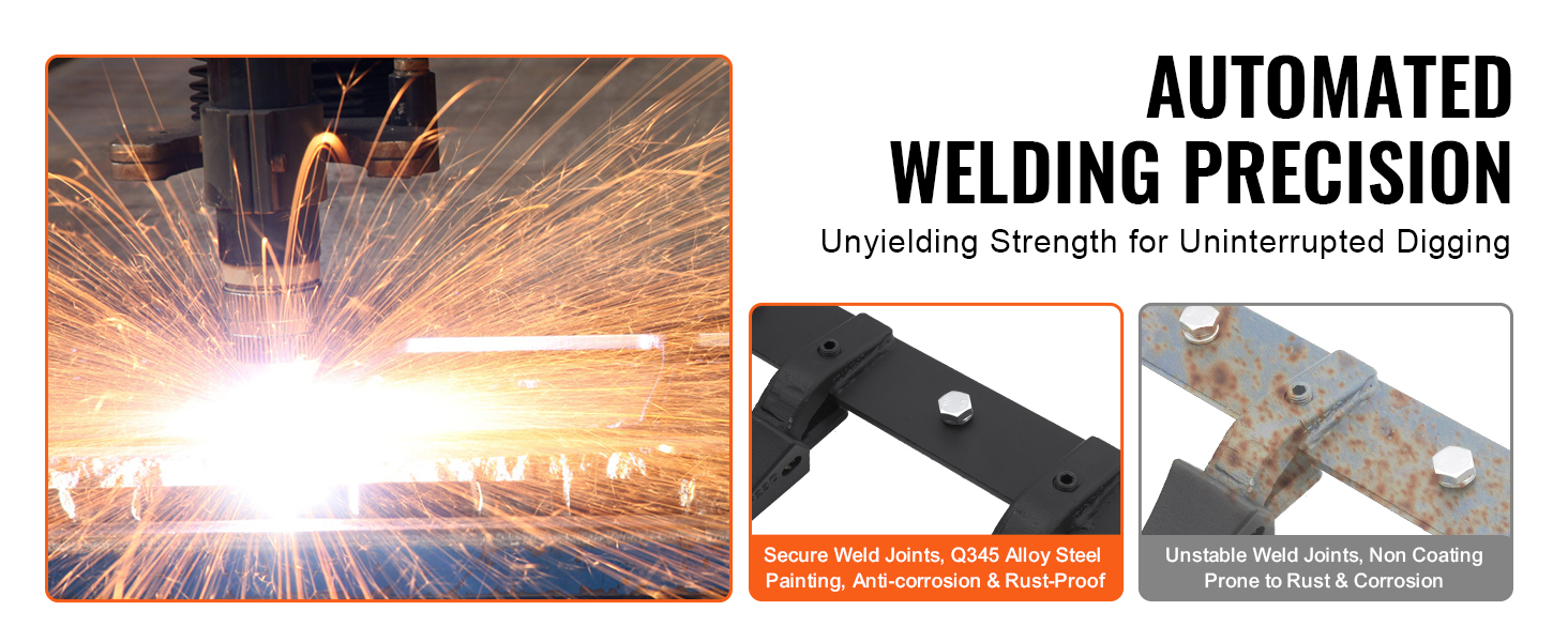 automated welding precision, secure weld joints, q345 alloy steel paint for VEVOR bucket tooth bar.