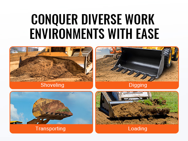 bulldozer and machinery shoveling, digging, transporting, and loading dirt with VEVOR bucket tooth bar.