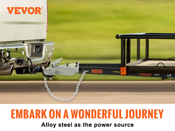 VEVOR tow bar for large trailers, 5500 lbs load capacity, alloy steel linkage to vehicle and trailer.