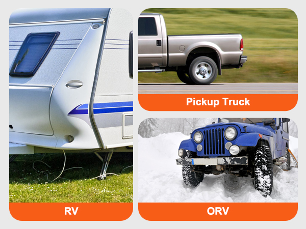 VEVOR tow bar for rv, pickup truck, and orv in various outdoor scenarios.
