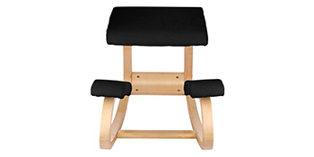 VEVOR ergonomic kneeling chair with natural wood frame and black cushioning.