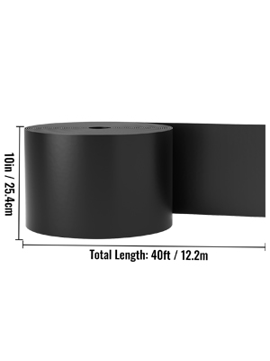 black VEVOR landscape edging roll measuring 10in wide and 40ft long.