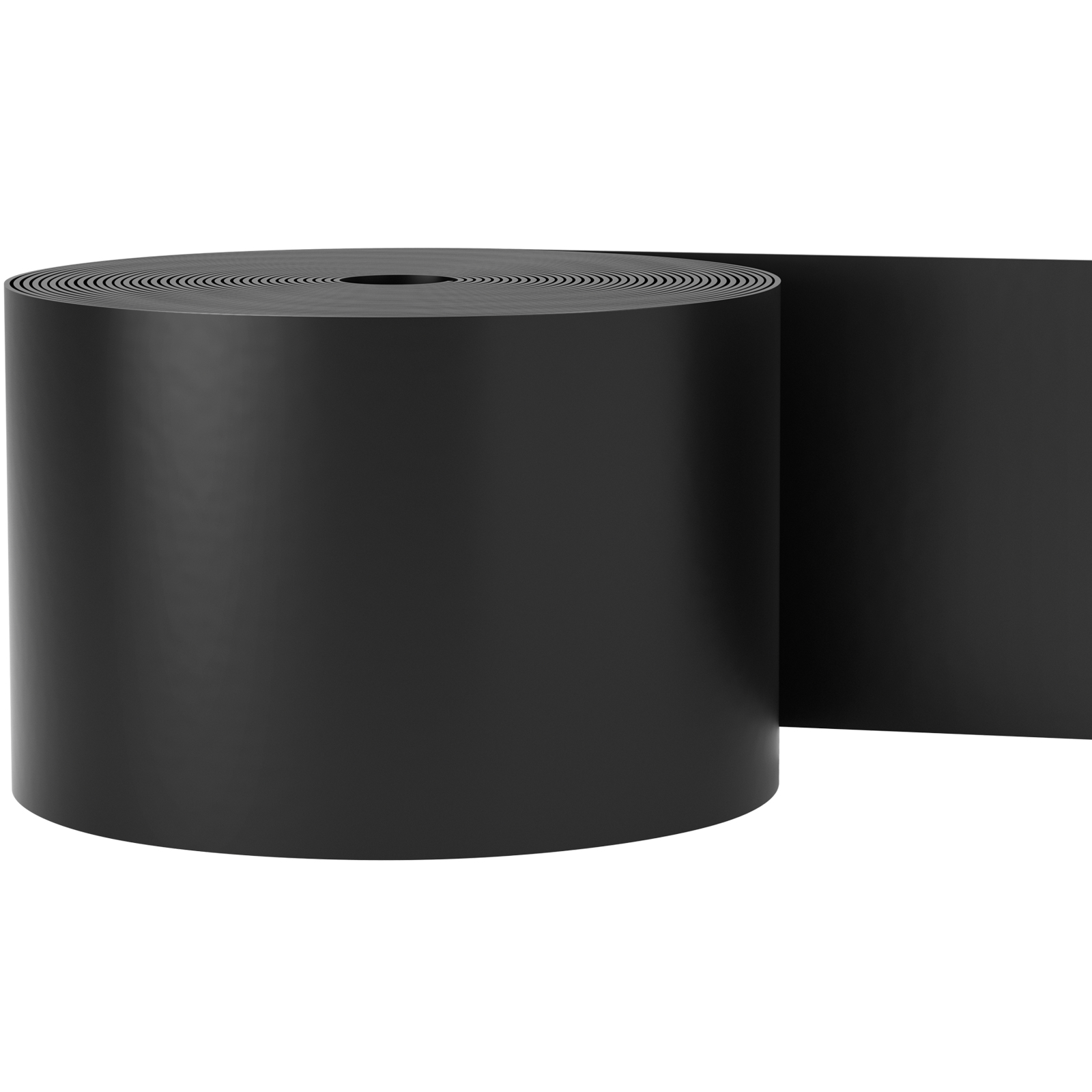black roll of VEVOR landscape edging, coiled and standing upright against a white background.