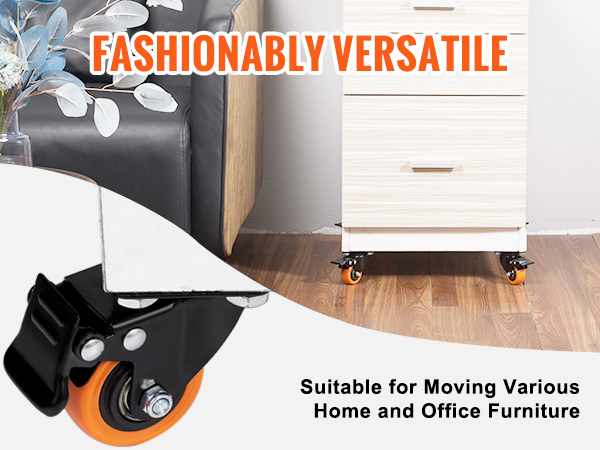 modern furniture on VEVOR caster wheels, ideal for easy movement on wooden floors.