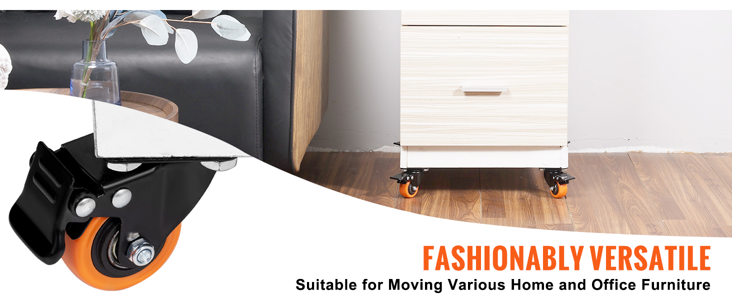 modern furniture on VEVOR caster wheels, ideal for easy movement on wooden floors.