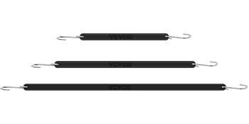 black VEVOR rubber bungee cords in three different lengths with metal hooks on white background.