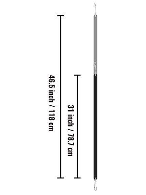 VEVOR rubber bungee cords, 46.5 inch and 31 inch measurements displayed, black with hooks.
