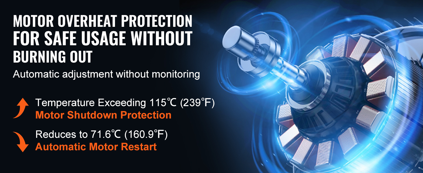 motor overheat protection with automatic adjustment for safe VEVOR belt conveyor usage without burning out.