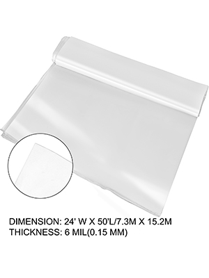 VEVOR greenhouse film, 24ft x 50ft, 6 mil thickness, clear and durable.