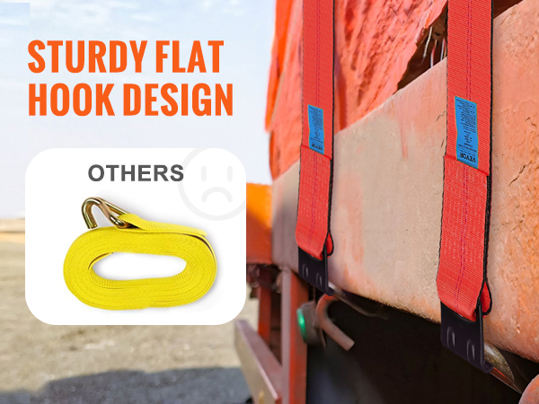 VEVOR winch straps holding a load with a sturdy flat hook design for easy and stable support.