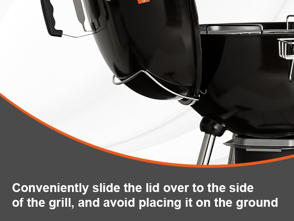 VEVOR kettle charcoal grill with slide-over lid feature for convenient handling and cleanliness.