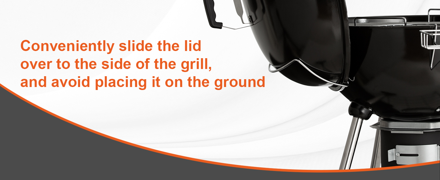 VEVOR kettle charcoal grill with slide-over lid feature for convenient handling and cleanliness.