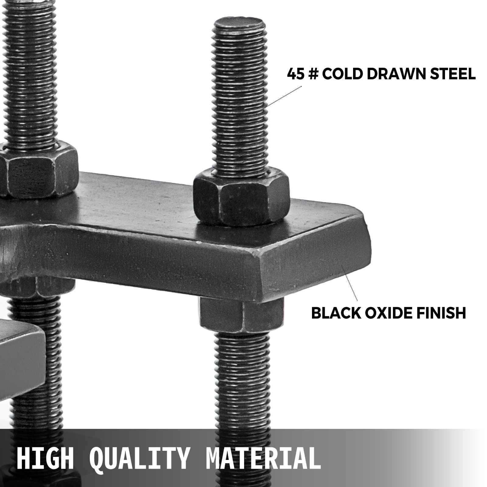 VEVOR leather cutting machine bolts with 45# steel and black oxide finish.