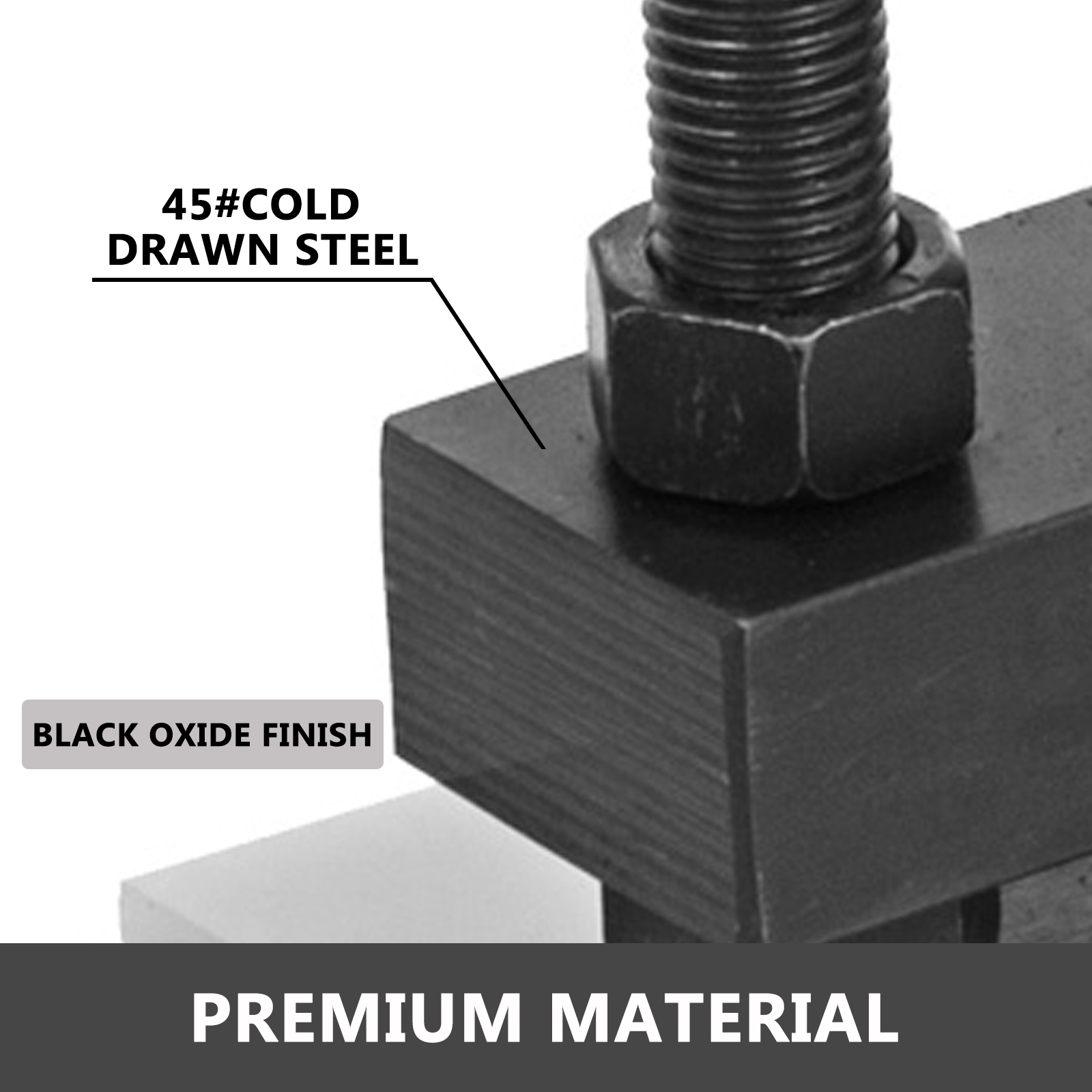 VEVOR leather cutting machine made from 45# cold-drawn steel with black oxide finish. premium material.