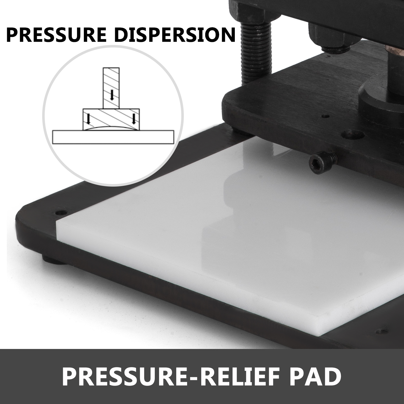 VEVOR leather cutting machine pressure-relief pad showcasing pressure dispersion.