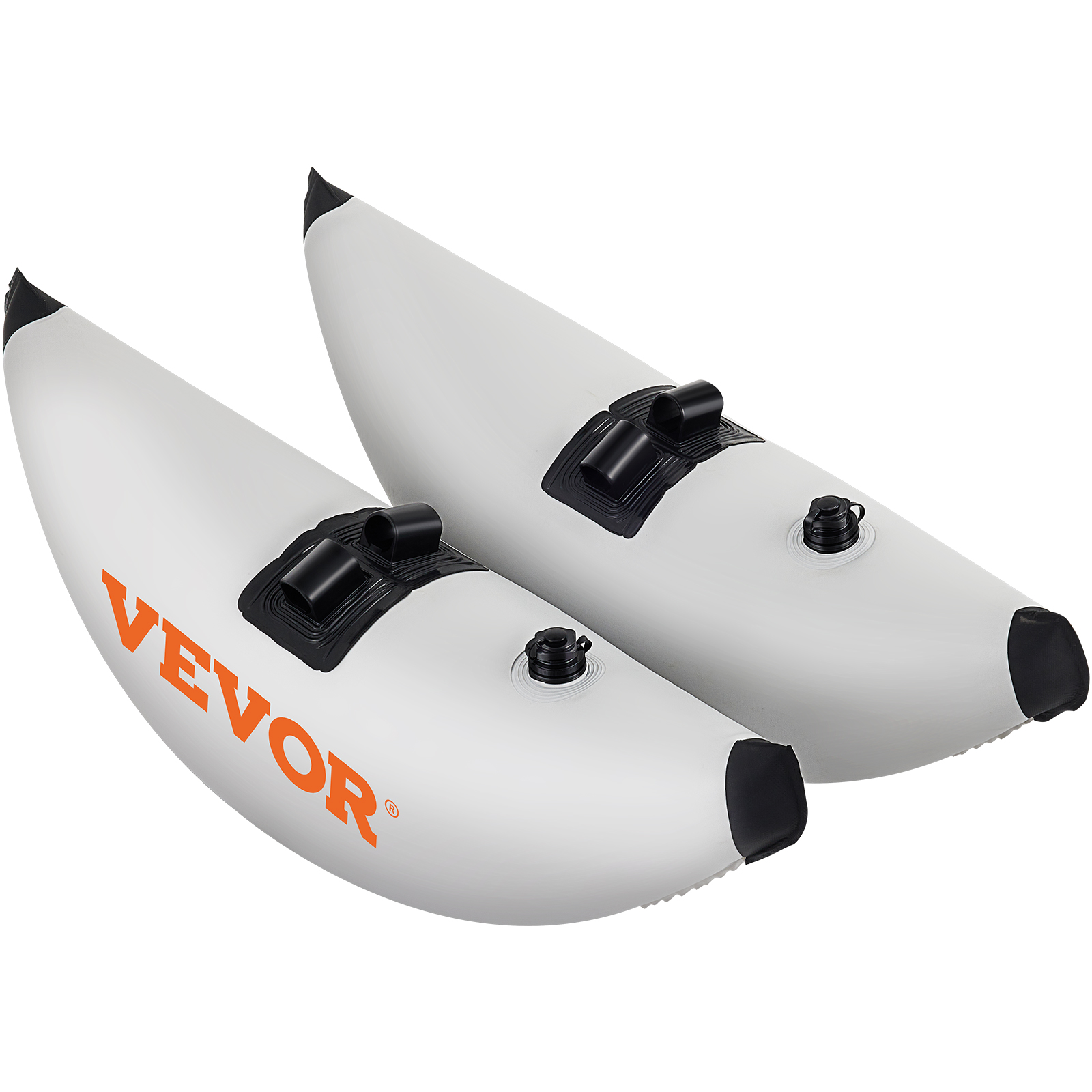 VEVOR kayak stabilizers in white with black mounting clips and valves, featuring bold VEVOR branding.