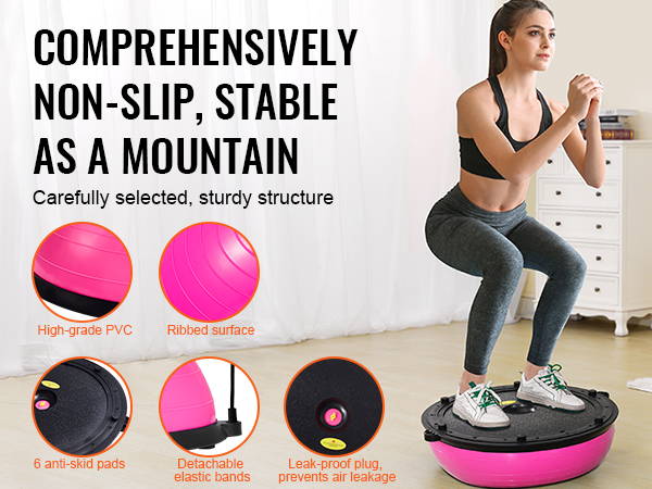 VEVOR balance ball trainer with high-grade pvc, ribbed surface, and 6 anti-skid pads for stability.