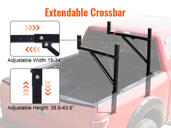 VEVOR truck rack with adjustable crossbars, 19-34