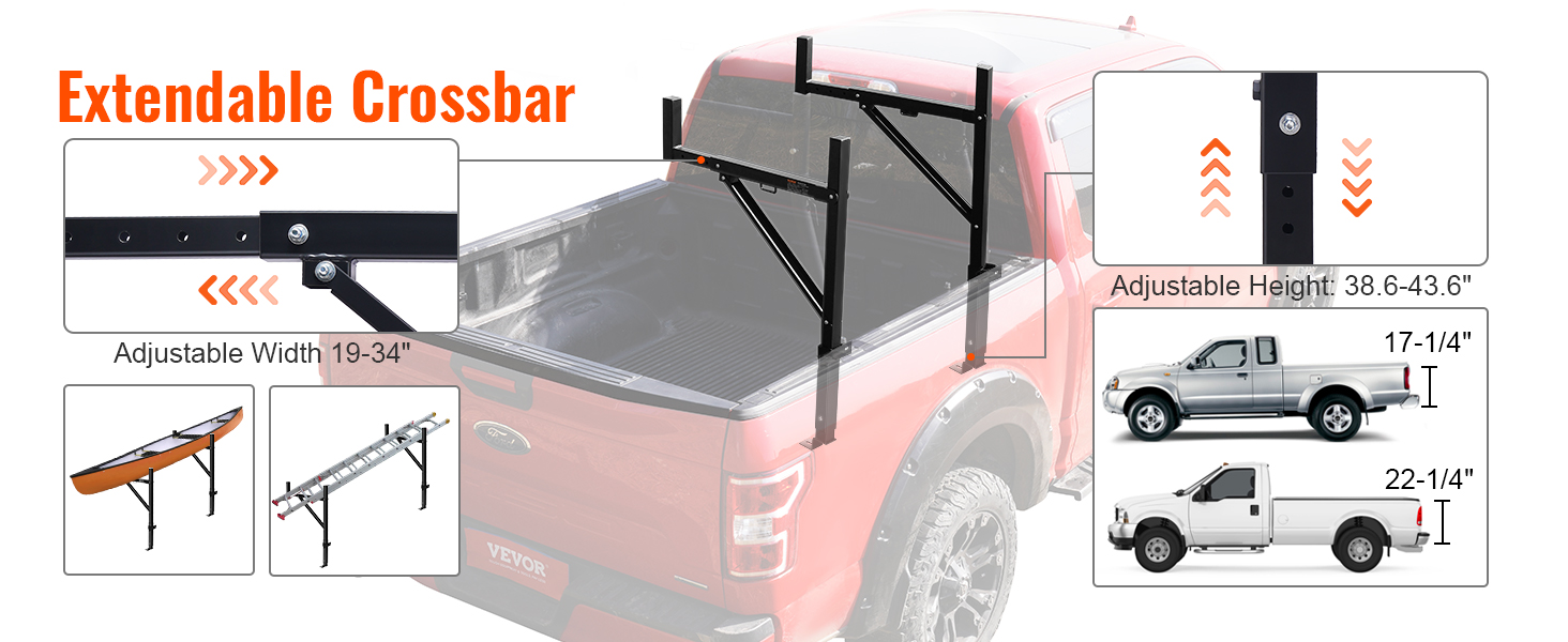 VEVOR truck rack with adjustable crossbars, 19-34