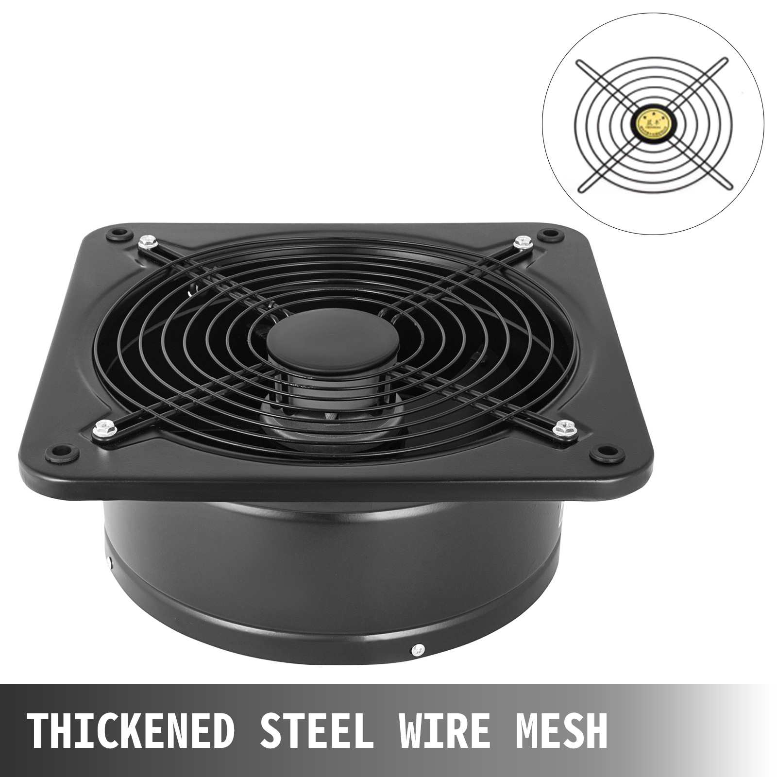 black VEVOR ventilation extractor with thickened steel wire mesh and robust design.