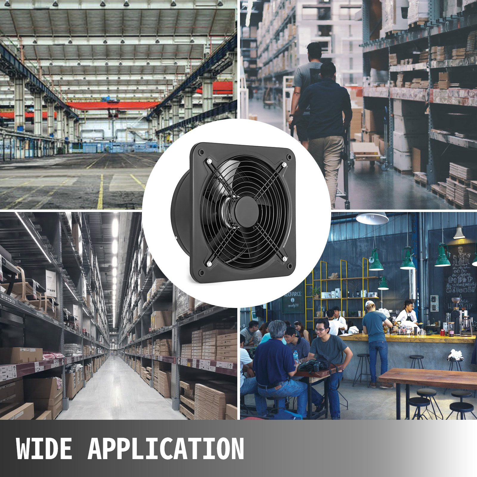 VEVOR ventilation extractor in various industrial and commercial environments. wide application.