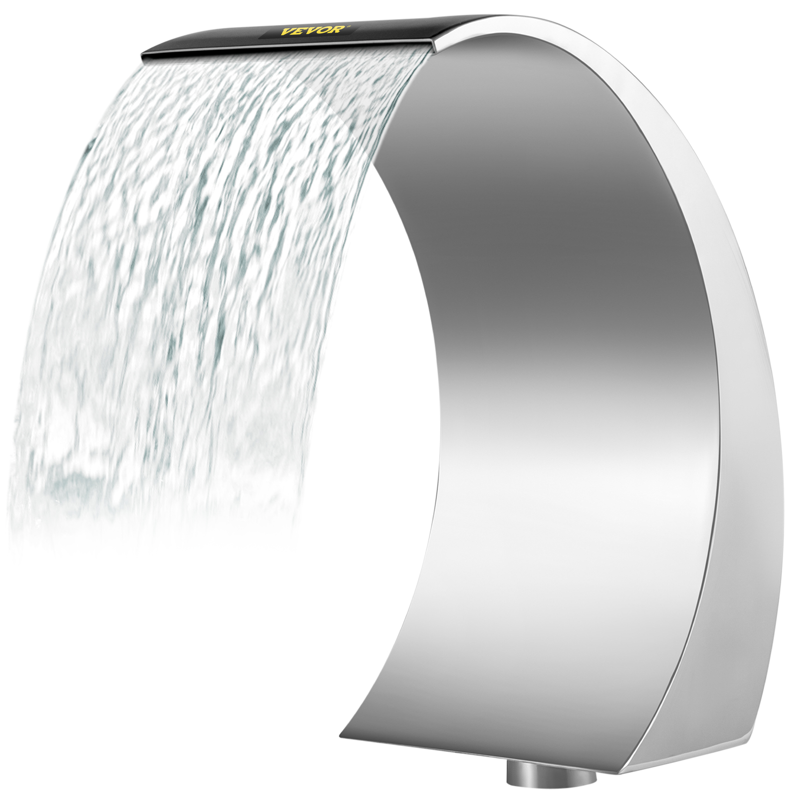 VEVOR pool waterfall fountain in sleek stainless steel with cascading water flow.