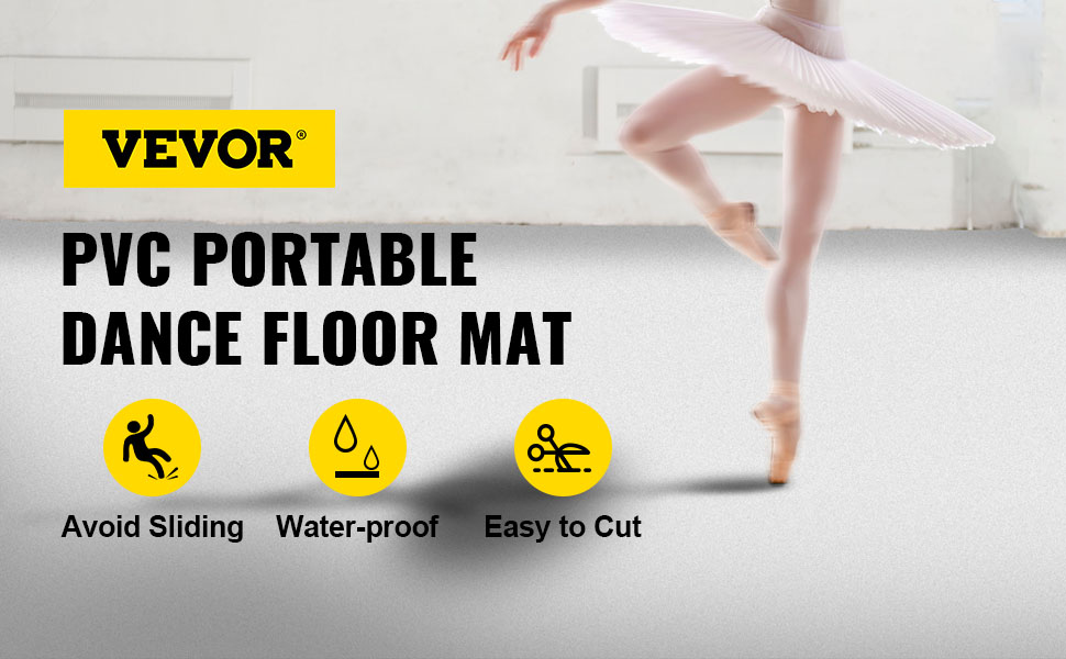 VEVOR dance floor pvc portable mat for ballet with anti-slip, waterproof features.
