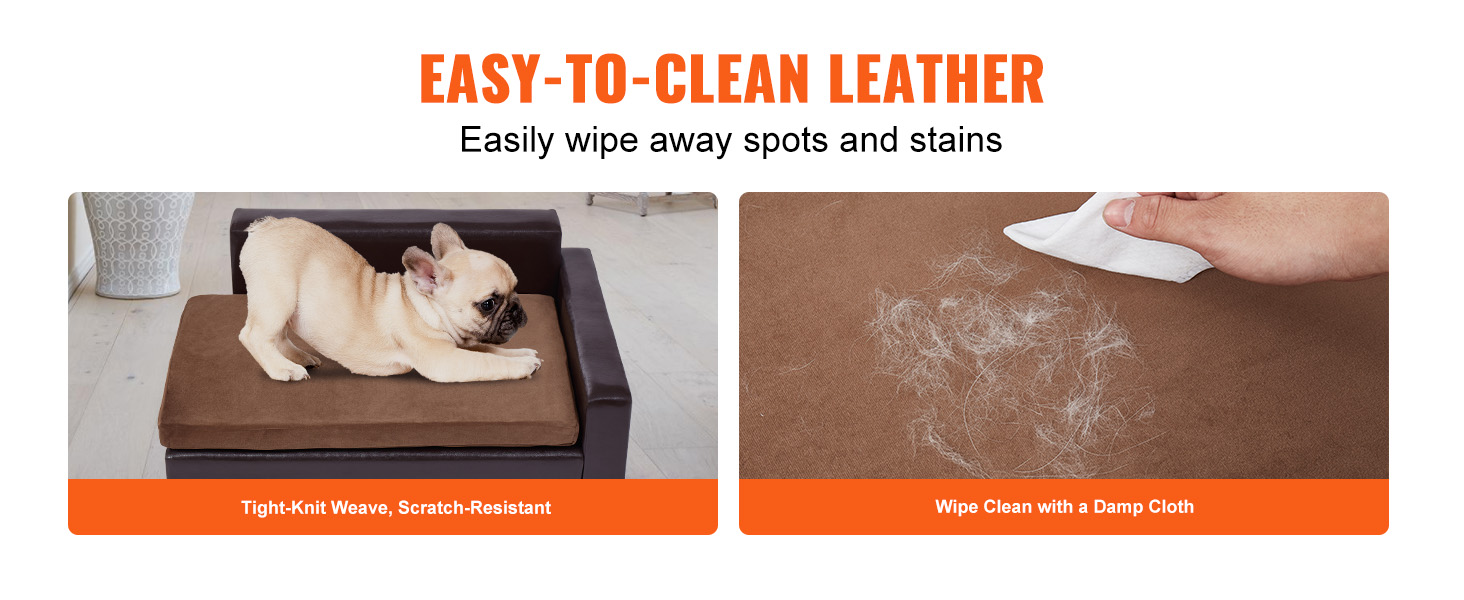 easy-to-clean furniture showcasing a VEVOR pet sofa with a tight-knit weave, scratch-resistant and easy to wipe.