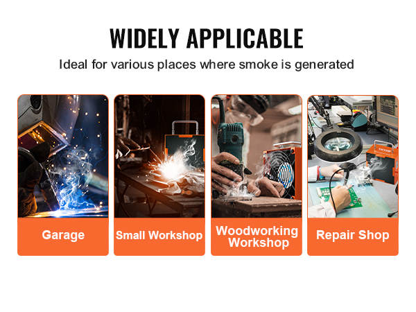 VEVOR solder fume extractor in garage, small workshop, woodworking workshop, and repair shop. widely applicable.