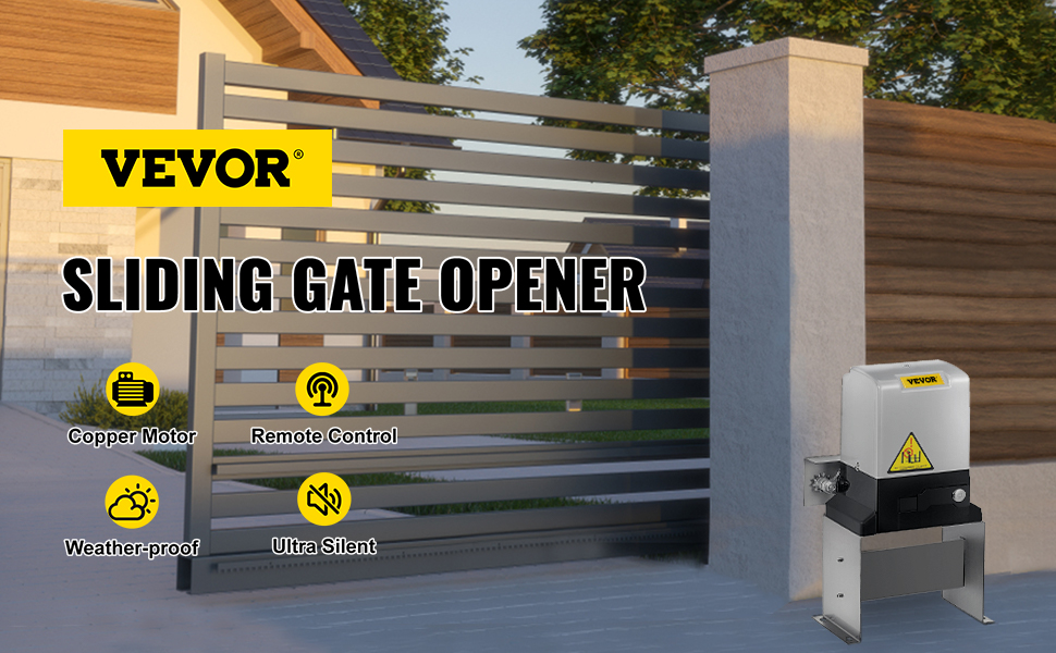 VEVOR automatic sliding gate opener with copper motor, remote control, weather-proof, silent.